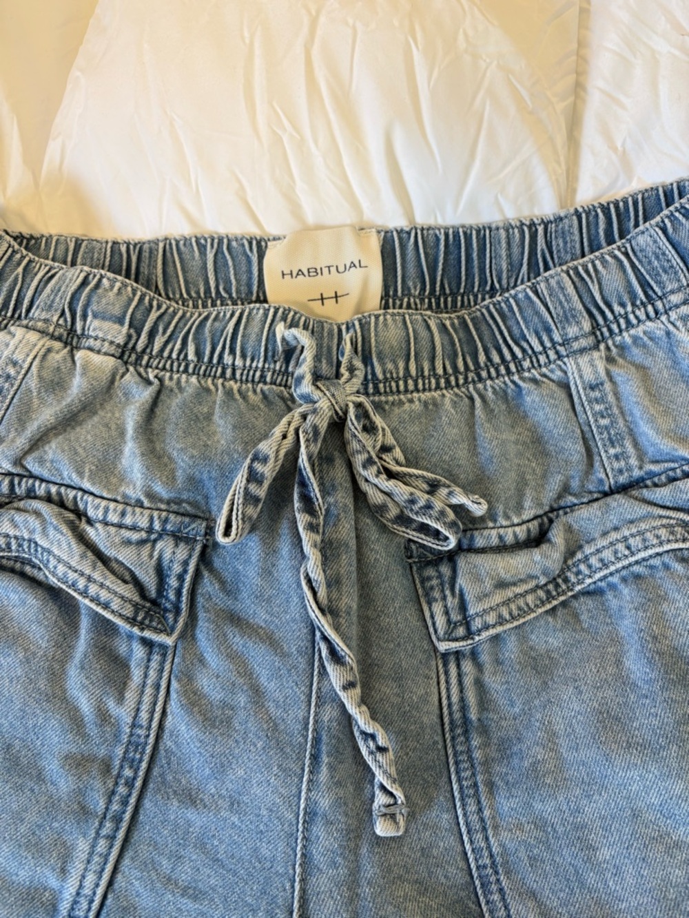Habitual Light Blue Elastic Waist Denim Joggers - Picture 2 of 6